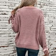 thumbnail image 6 of Womens Sweater Sevevn Womens Casual Round Neck Solid Color Loose Long Lace-Up Sleeved Sweater Top, 6 of 7