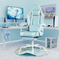 thumbnail image 2 of Gaming Chair, Video Game Chair with Footrest and Massage Lumbar Support, Ergonomic Computer Chair Height Adjustable with Swivel Seat and Headrest (White), 2 of 7