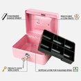thumbnail image 2 of Cash Box With Money Tray,small Safe Lock Box With Key,cash Drawer,5.91"x 4.72"x 3.15" Pink Small, 2 of 5