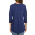 thumbnail image 5 of Timeson 3/4 Sleeve Henley V Neck strectchable Tunic Blouse, Blue, 5 of 9
