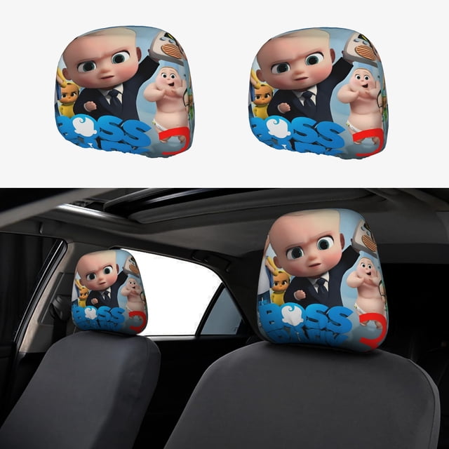 El Bebé Jefazo 3 Funda Protectora Universal para Reposacabezas de Coche, Funda Elástica para Reposacabezas de Asiento de Auto, Funda de Tela Antipolvo, Accesorios de Interior 2 Piezas