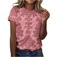 thumbnail image 2 of Aobny Plus Size Spring Womens Tops Red T-Shirt Short Sleeve Western Crew Neck Women's Tops, 2 of 6
