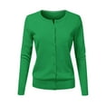 thumbnail image 2 of TANGNADE Women's V Neck Cardigan Sweater Plus Jacket Solid Color Knitted, Green XL, 2 of 5