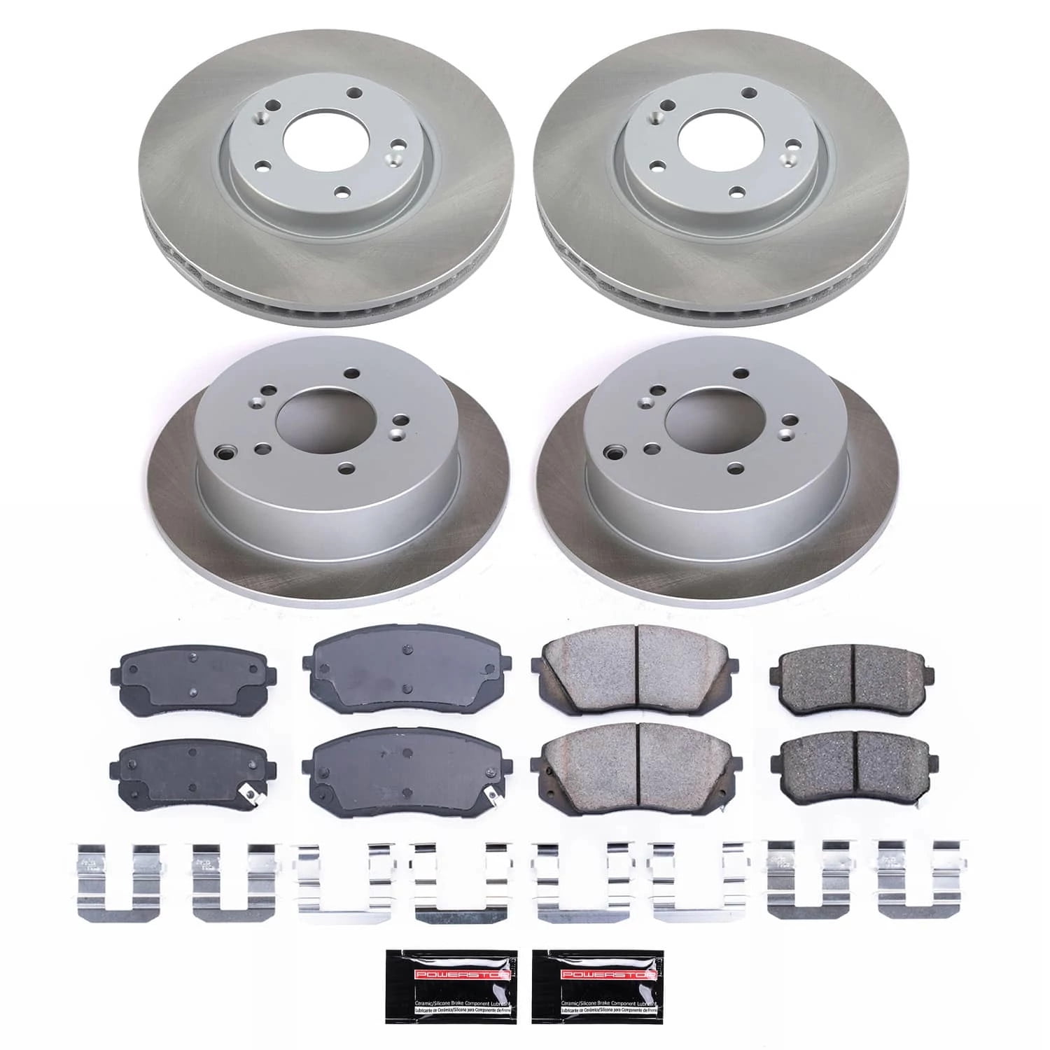 PowerStop Front and Rear Semi-Coated Rotor and Low-Dust Ceramic Brake Pad Kit SC6307