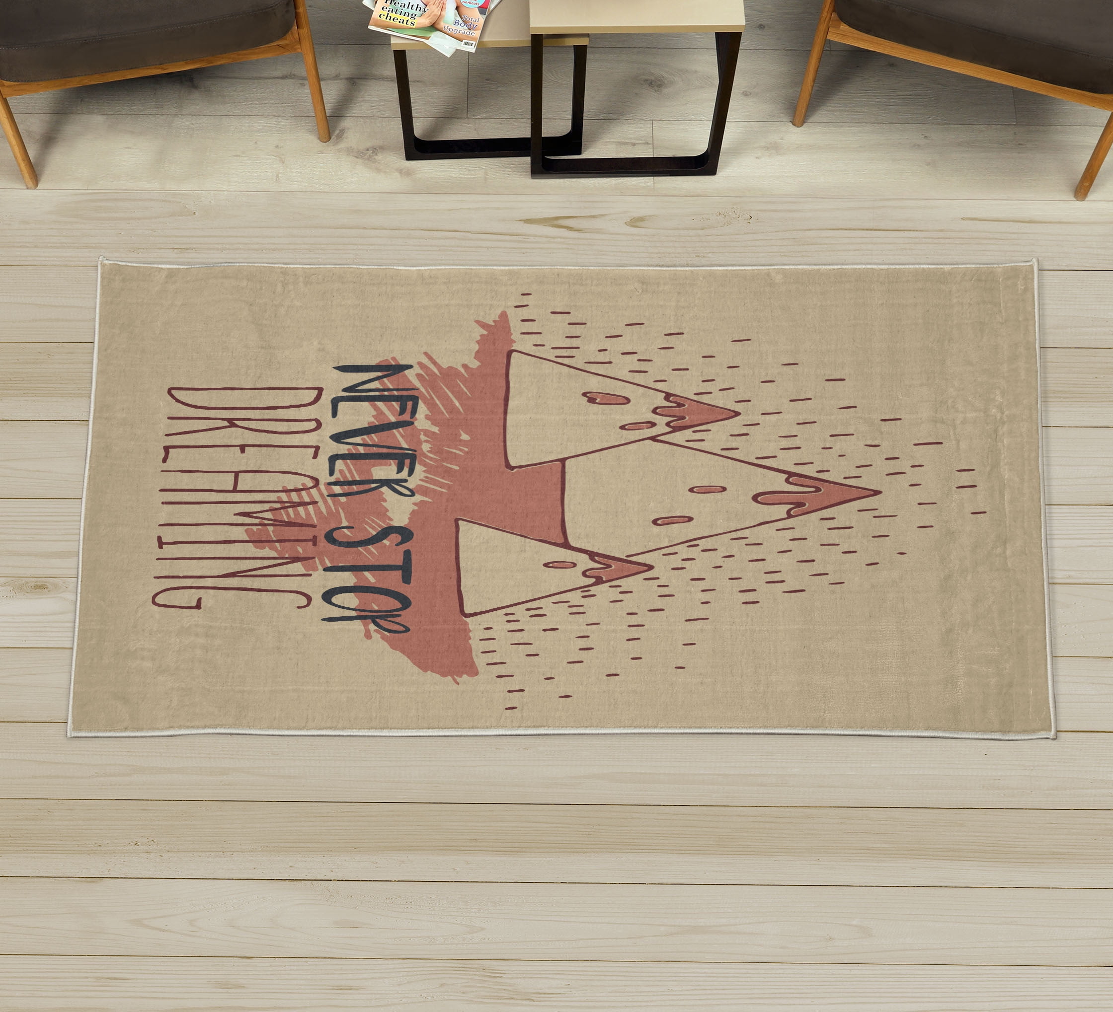 Saying Decorative Rug, Mountain Peaks and Never Stop Dreaming Goals ...