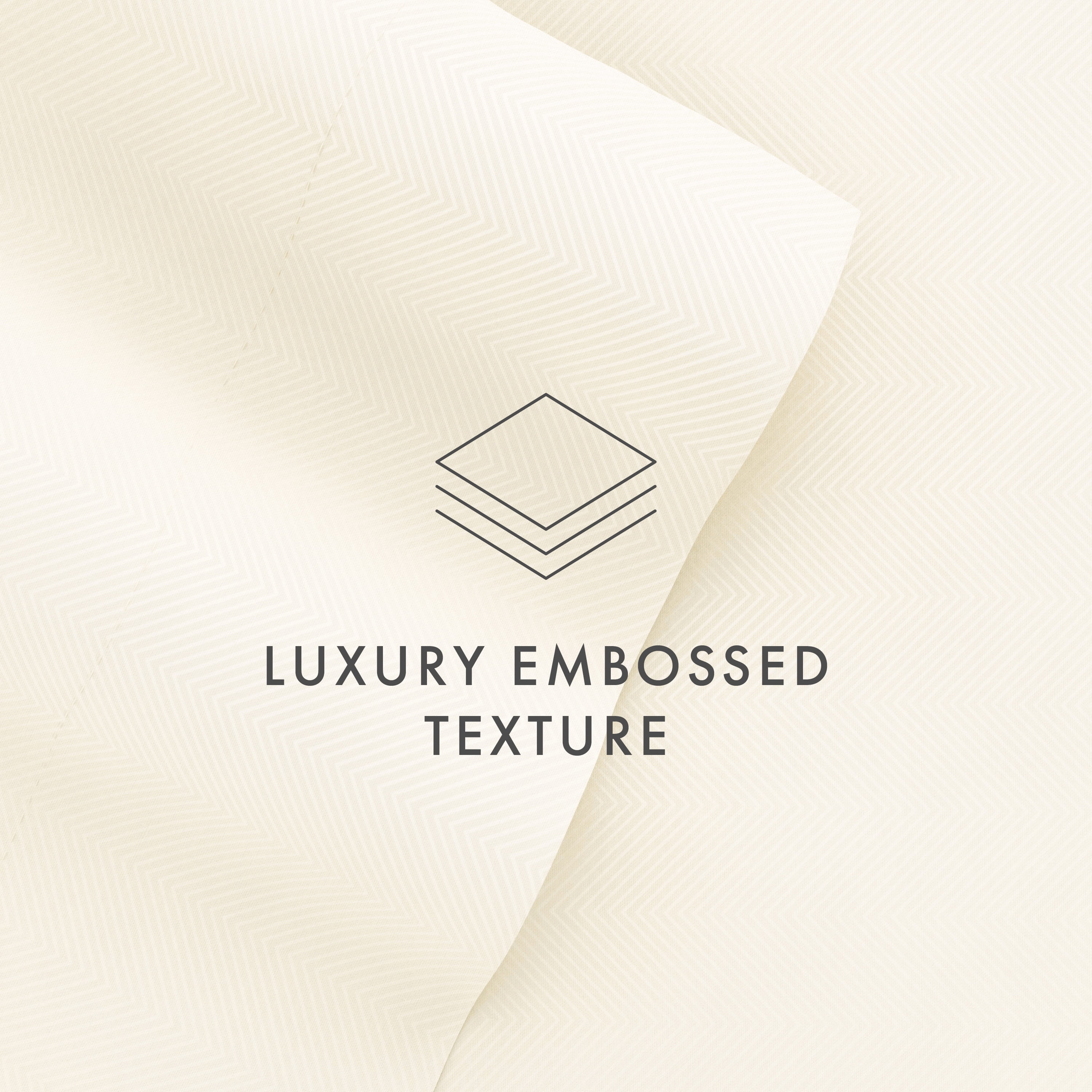 Noble Linens 4 Piece Ivory Chevron Embossed Bed Sheet Set, CalKing