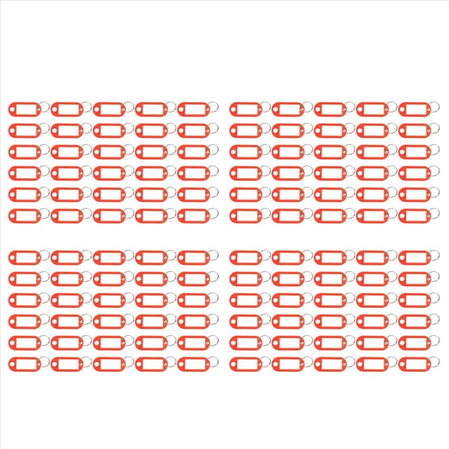 120 Piezas Porta Llaves de Plástico para Equipaje de Etiqueta de IdentificacióN Llaveros con Placa de Nombre, Color: Rojo