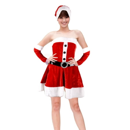 Women's Sexy Christmas Santa Suit Costume,3780_Red