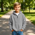thumbnail image 6 of Dweltoz Waffle Knit Hoodies for Boy Half Zip Hooded Sweatshirt Casual Long Sleeve Pullover Comfortable Loose Tops Back to School Clothes 2026 Fall Winter Athletic Hoodies,Light Gray 5-6 Years, 6 of 6