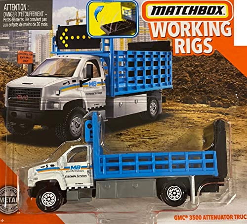 New Matchbox Working Rigs 1/64 Die Cast GMC 3500 Attenuator Truck 