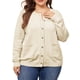 thumbnail image 1 of Cárdigan de suéter de punto de manga larga con botones para mujer de talla grande Agnes Orinda 3X Beige, 1 of 6