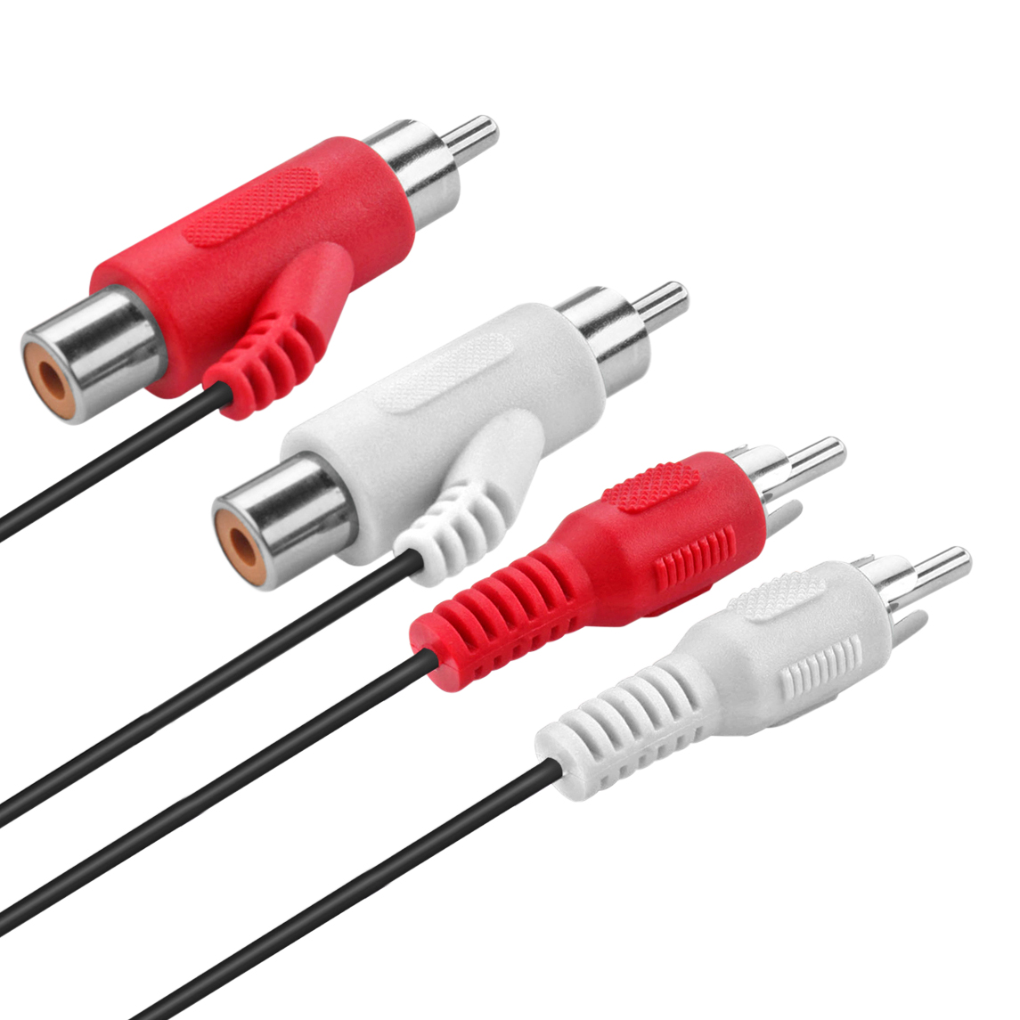 RCA Piggyback Extension Cable (6 Feet) 2RCA Audio Extender Adapter Cord Wire Coupler Male to Female Dual Red/White Connector Jack Plug Extend Video Audio 2 Channel Stereo (Right and Left) - image 3 of 4