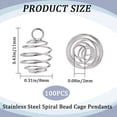 thumbnail image 2 of 100Pcs Spiral Bead Cage Charms Pendants Hollow Spring Ball Charms Silver Round Stainless Steel with Hole for Jewelry Making Findings DIY Craft Supplies Necklaces Earrings Bracelet 11x8mm Gold, 2 of 5