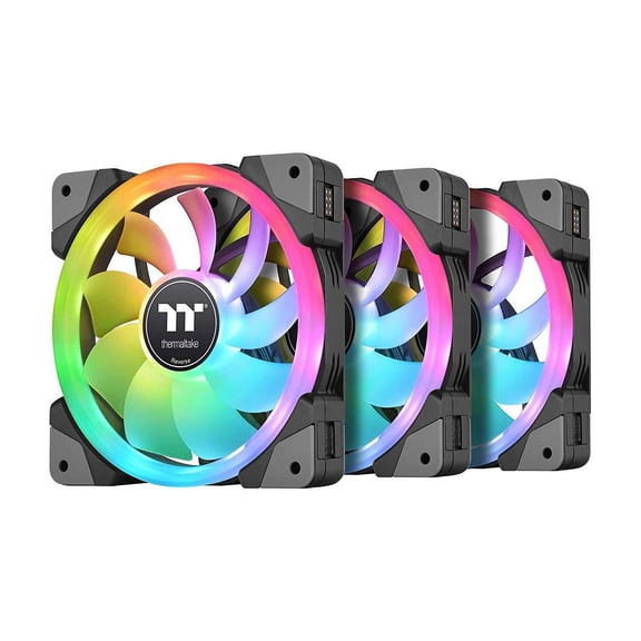 Thermaltake SWAFAN EX 12 RGB PC Cooling Fan, 3 Pack, 500 ~ 2000 RPM, Magnetic Connection, Reversable Blades, controller included, CL-F143-PL12SW-A
