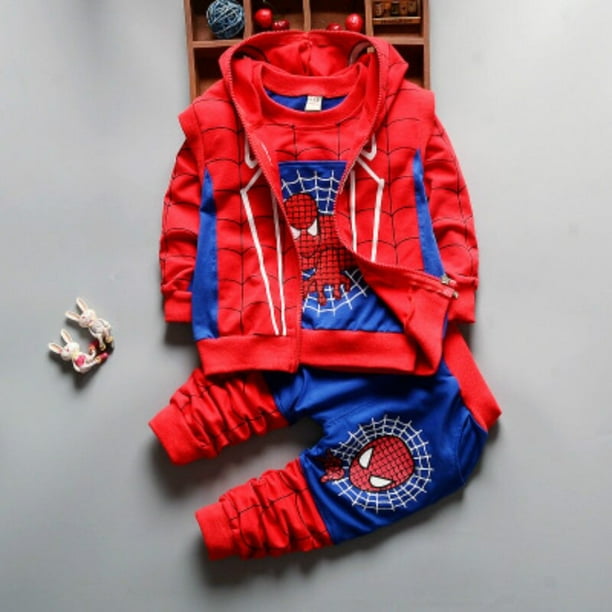 Garçon Vêtements Ensembles Spiderman Imprimer Coton Bande Dessinée Veste  T-Shirt + Pantalon Enfants Vêtements 3 Pcs Bébé Garçons Spider Man  Vêtements Ensemble 