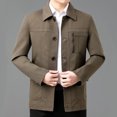 thumbnail image 6 of DPTALR Men's Solid Color Lapel Casual Jacket,Button & Zipper Pockets Design,Washable Long Sleeve Outwear Coat,Khaki,Big and Tall Men S, 6 of 9