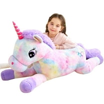 IKASA Giant Unicorn Stuffed Animal Plush Toy,Large Jumbo 43" Multicolored Huge Cute Soft Toys,Big Size Fluffy Plushy Fat Oversized Plushie,Gifts for Kids Girls Boys Girlfriend Children