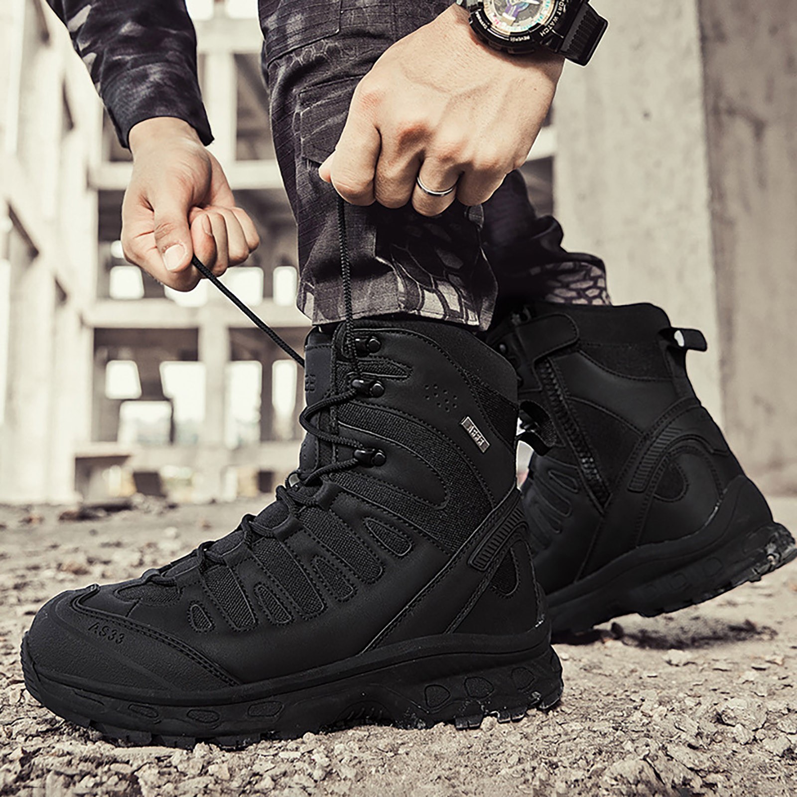Chaussures Mi-hautes En Cuir Pour Homme - Imperméables, Légères, Style Randonnée Urbaine, Idéales Trekking Et Quotidien