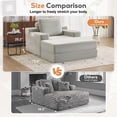 thumbnail image 4 of 48" Upholstered Corduroy Sleeper Sofa Bed ,Convertible Chaise Lounge Couch with Removable Pillow & Movable Table Tray, Deep Seat No-Assembly Sofa for Living Room, Bedroom, Studio Apartment, 4 of 5