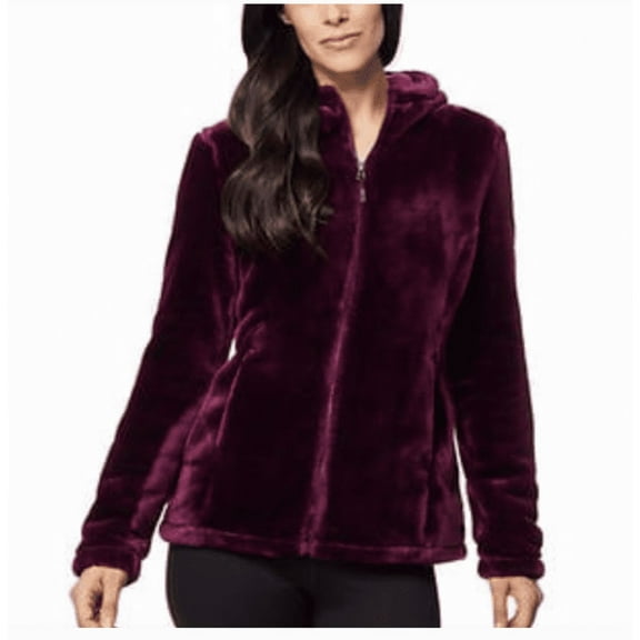 32 Degrees Women's Cozy Hooded Plush Faux Fur Jacket
