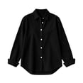 thumbnail image 6 of CHGBMOK Women Oversized Corduroy Shacket Casual Long Sleeve Lapel Button Down Shirt Jacket Solid Color Blouse Tops, 6 of 6