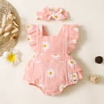 thumbnail image 3 of PatPat Newborn Baby Girl Clothes 100% Cotton Baby Romper Sleeveless Short Jumpsuit Summer Clothes Outfit Set, 0-3 Months, 3 of 11