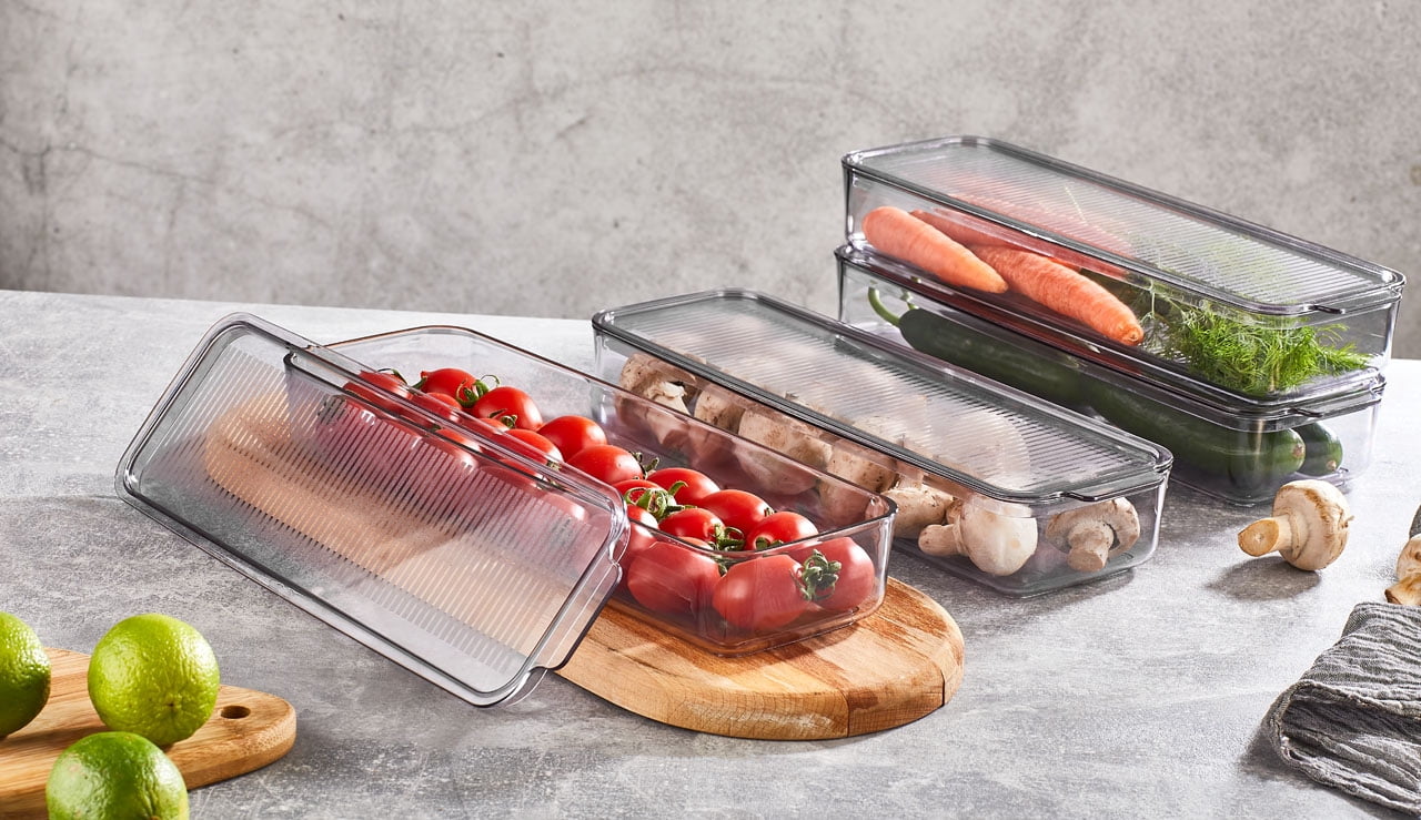 Rectangular Storage Container No Coverage Rectangle Storage Container, 4x750 mL - BPA-Free Material, Streamlined ...
