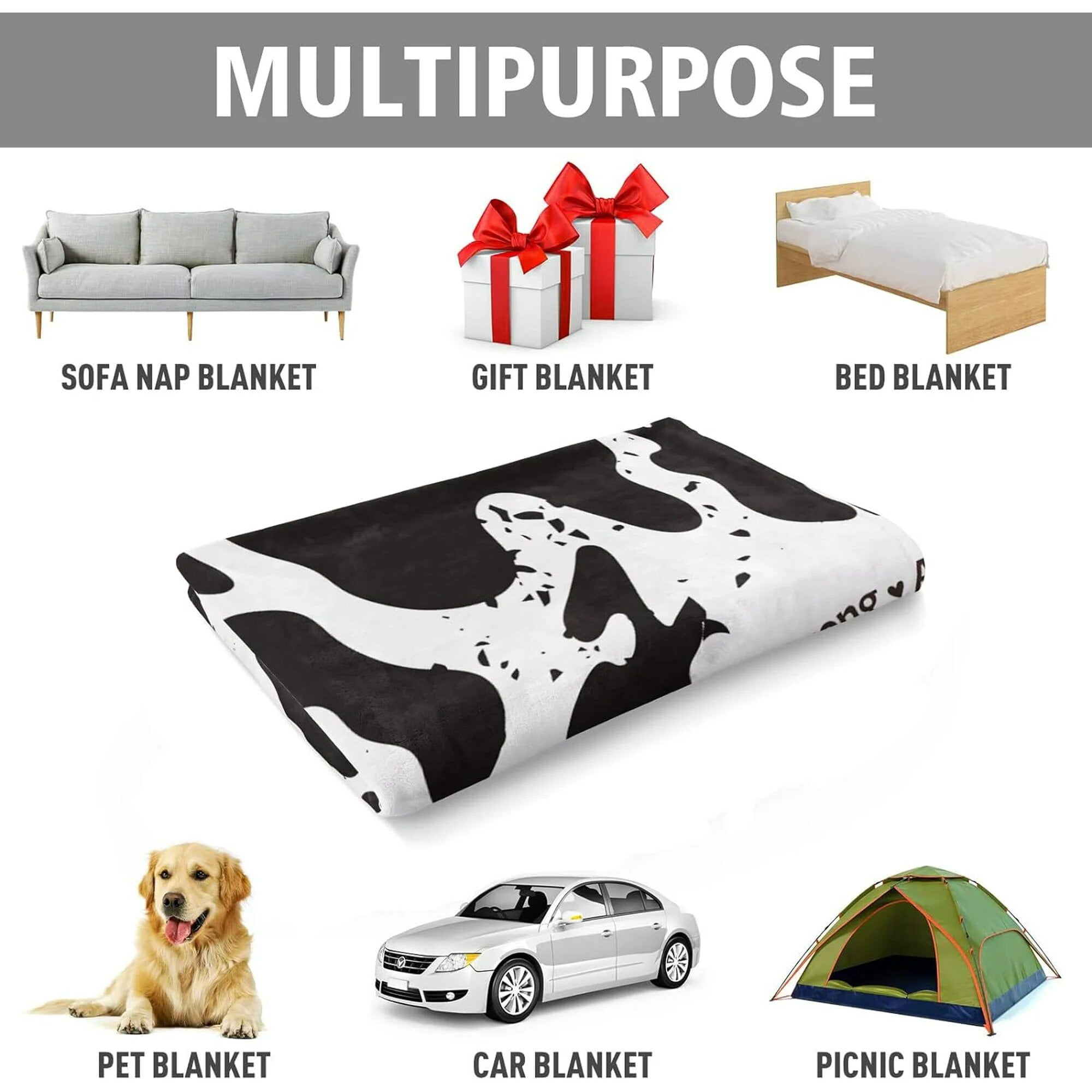 NICKSUN Bible Verse and Cow Print Blanket, Cow Gifts for Women, Inspirational Christian Gifts for Women Girls, Mothers Day Birthday Wedding Christmas Gifts, Soft Flannel Blanket 50'' x 60''