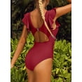 thumbnail image 3 of Charmo Womens Ruffle One Piece Swimsuits Ruched Tummy Control Monokini Bathing Suits, 3 of 6