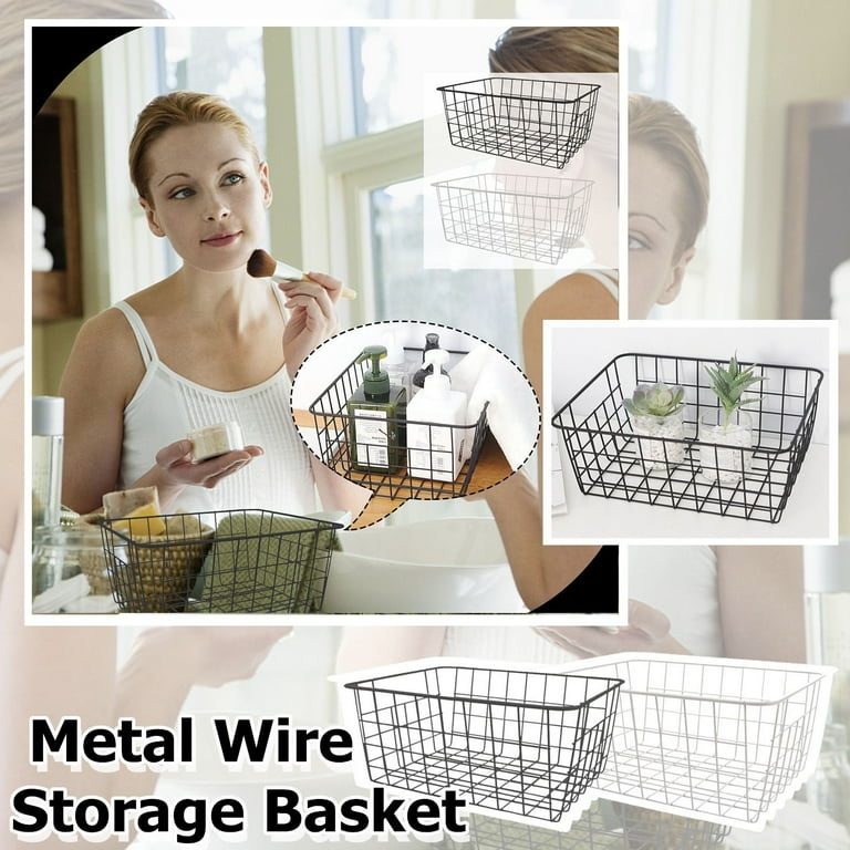 SANNO Stackable Wire Storage Baskets Chest Freezer Baskets Farmhouse  Organizer Large Organizer Bins Pantry Organization Storage Bins Rack with