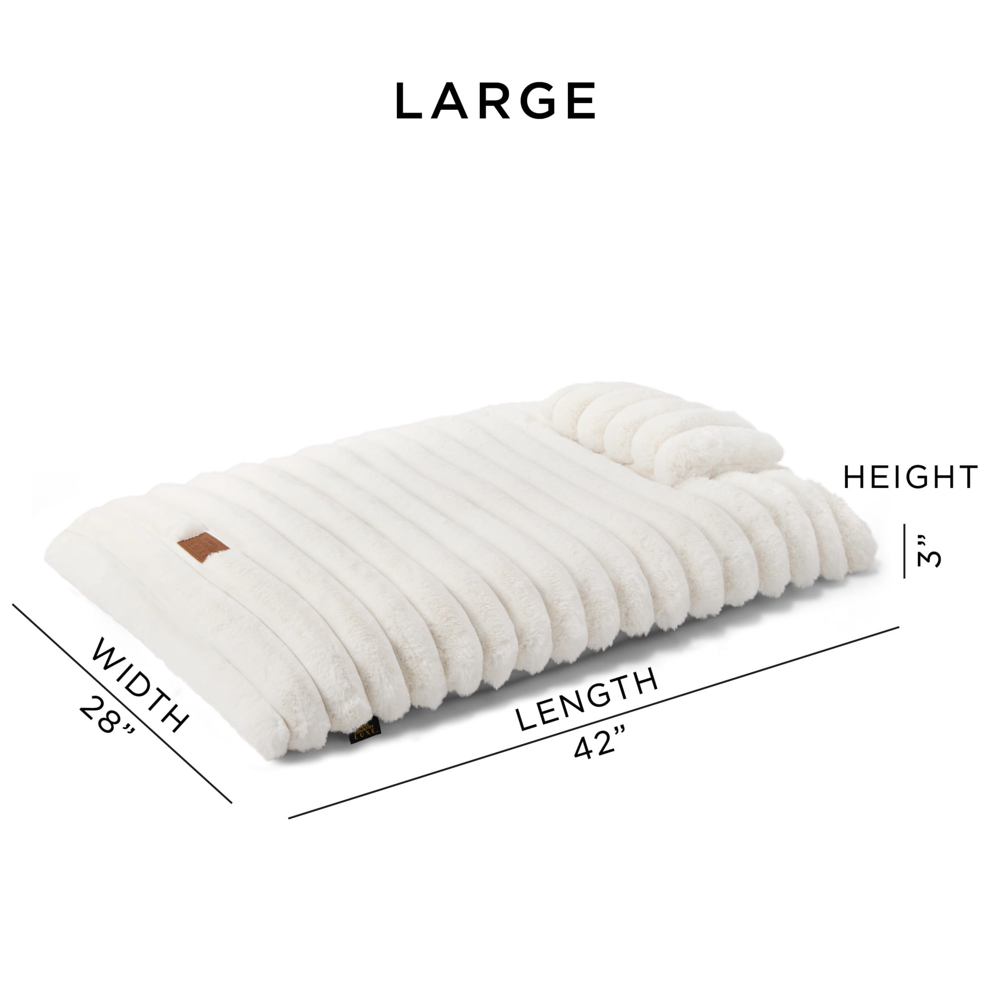 TOWN & COUNTRY LUXE CuddleTown Ribbed Bubble Stripe Pillow Crate Mat Pet Bed, Machine Washable Cover, Soft & Calming, Non-Slip Bottom, Cream, Large 42"x28"x3"
