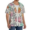 thumbnail image 4 of Disketp Men's Hawaiian Skull and Flowers Print Shirts Button Down Holiday Beach Shirts-Large, 4 of 7