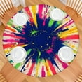 thumbnail image 2 of Colorful Paint Burst Pattern Round Fitted Tablecloth with Elastic Edge,Dining Table Cover Waterproof,Outdoor Round Tablecloth for Camping,Dining,Indoor and Outdoor, 2 of 7