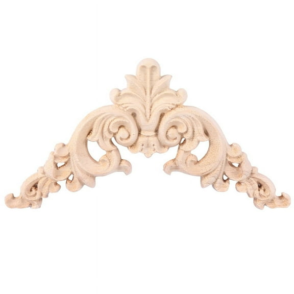Unpainted Wood Oak Carved Corner Onlay Applique Furniture 12.5x12.5cm