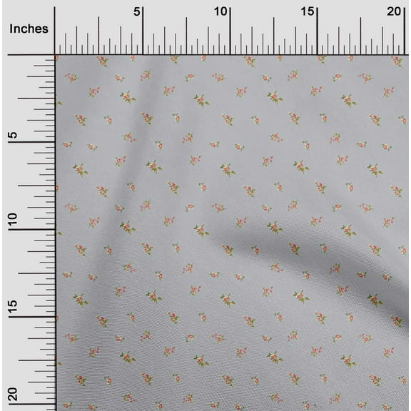 oneOone Organic Cotton Poplin Twill Fabric Leaves & Flower Floral Printed Craft Fabric BTY 42 Inch Wide