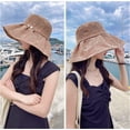 thumbnail image 2 of PIKADINGNIS Women Sun Hat Lace Summer Beach Cap Fashion Pearl Foldable Visor Floppy Hats Wide Brim with Bowknot Bucket Cap, 2 of 5