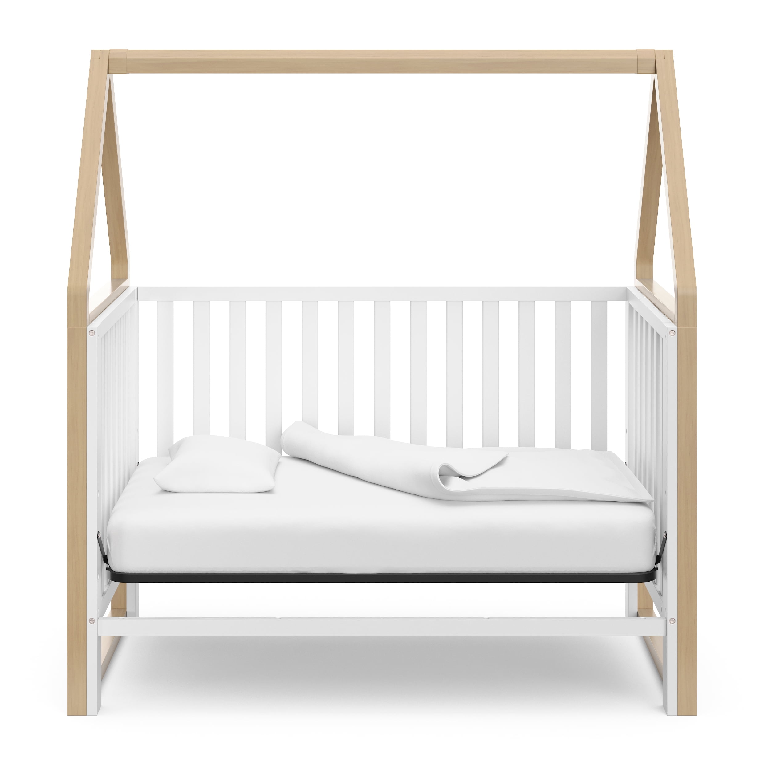 Storkcraft Orchard 5-in-1 Convertible Baby Crib, White with Driftwood