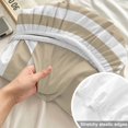 thumbnail image 4 of King Size Fitted Sheet Set - Beige White Geometric 3 Piece Bedding Sets 16" Deep Pocket Fitted Sheet with 2 Pillowcases, Square Minimalist Modern Brushed Microfiber Hotel Luxury Bed Sheets, 4 of 9