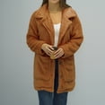 thumbnail image 5 of IROINNID Women's Shearling Jacket Long Sleeve Solid Color Notch Lapel Outwear, Leisure Large Lapel Thickened Plush Jacket, 5 of 7