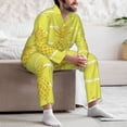 thumbnail image 7 of Lsque Gold Pineapple Pattern Long Sleeve Pajama Set for Men - Soft 2-Piece Sleepwear and Loungewear Set with Pockets, Comfy Nightwear-Small, 7 of 7