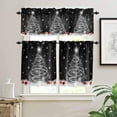 thumbnail image 2 of Christmas Kitchen Curtains and Valances Set, Rod Pocket Curtains Tier Farmhouse Window Curtains 24 Inch Length, Xmas Pine Tree Winter Snowflake Ball Black 3 Piece Kitchen Curtains Set, 2 of 6