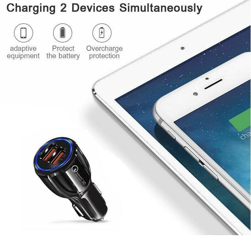 USB Fast Car Charger 3.0 Dual Port for iPhone Samsung Android