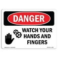 thumbnail image 1 of SignMission OS-DS-A-1824-L-1602 18 x 24 Po Signe de Danger OSHA - Surveillez Vos Mains et Vos Doigts, 1 of 1