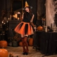 thumbnail image 3 of Adult Women'S Halloween Witch Costume Set With Hat, Striped Socks, Gloves And Tulle Skirt, Four-Piece Outfit For Costume Parties, Dance Events, Cosplay And Themed Celebrations, 3 of 5