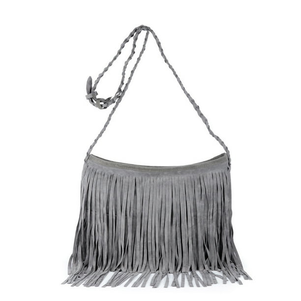 Bolso de hombro para mujer, bolso bandolera con borlas pequeñas, bolso bandolera retro