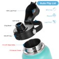 thumbnail image 3 of Eiposau Tapa Abatible Automática Para Hydro Flask De Boca Ancha, Gran Tapa Con Boquilla Para Matraz De Hierro Takeya Moderno Y Simple Y Otras Marcas, Tapa De Repuesto Con Cierre De Botón, Color Negro,, 3 of 7