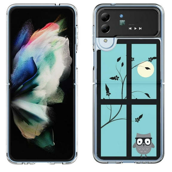 Shockproof Bumper Phone Case for Samsung Galaxy Z Flip 4 5G, by OneToughShield ® - Moon Owl
