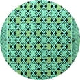 thumbnail image 1 of Ahgly Company Indoor Round Abstract Turquoise Blue Modern Area Rugs, 5' Round, 1 of 4