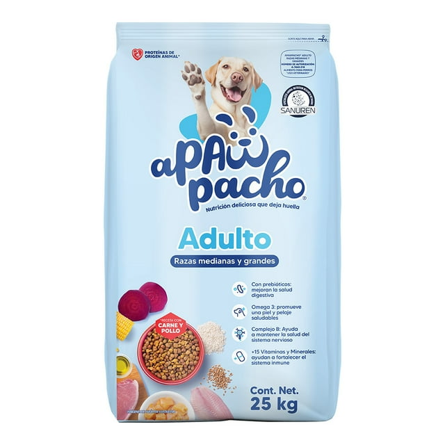 Alimento para Perro Apawpacho Adultos Razas Medianas y Grandes 25kg