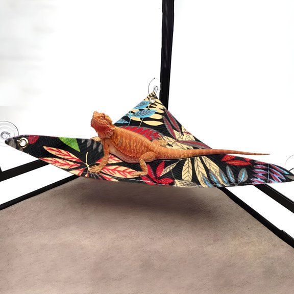 LAMIRO Reptile Hammock Swing Hanging Bed Lounger Ladder with Suction Hook for Bearded Dragon Leopard Gecko Reptile Habitat Terrarium Decoration